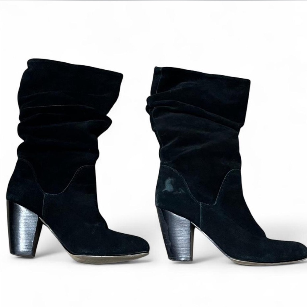 Black Suede Slouch Boots | Size 8 | Comfortable Heel |Closet Cleanout